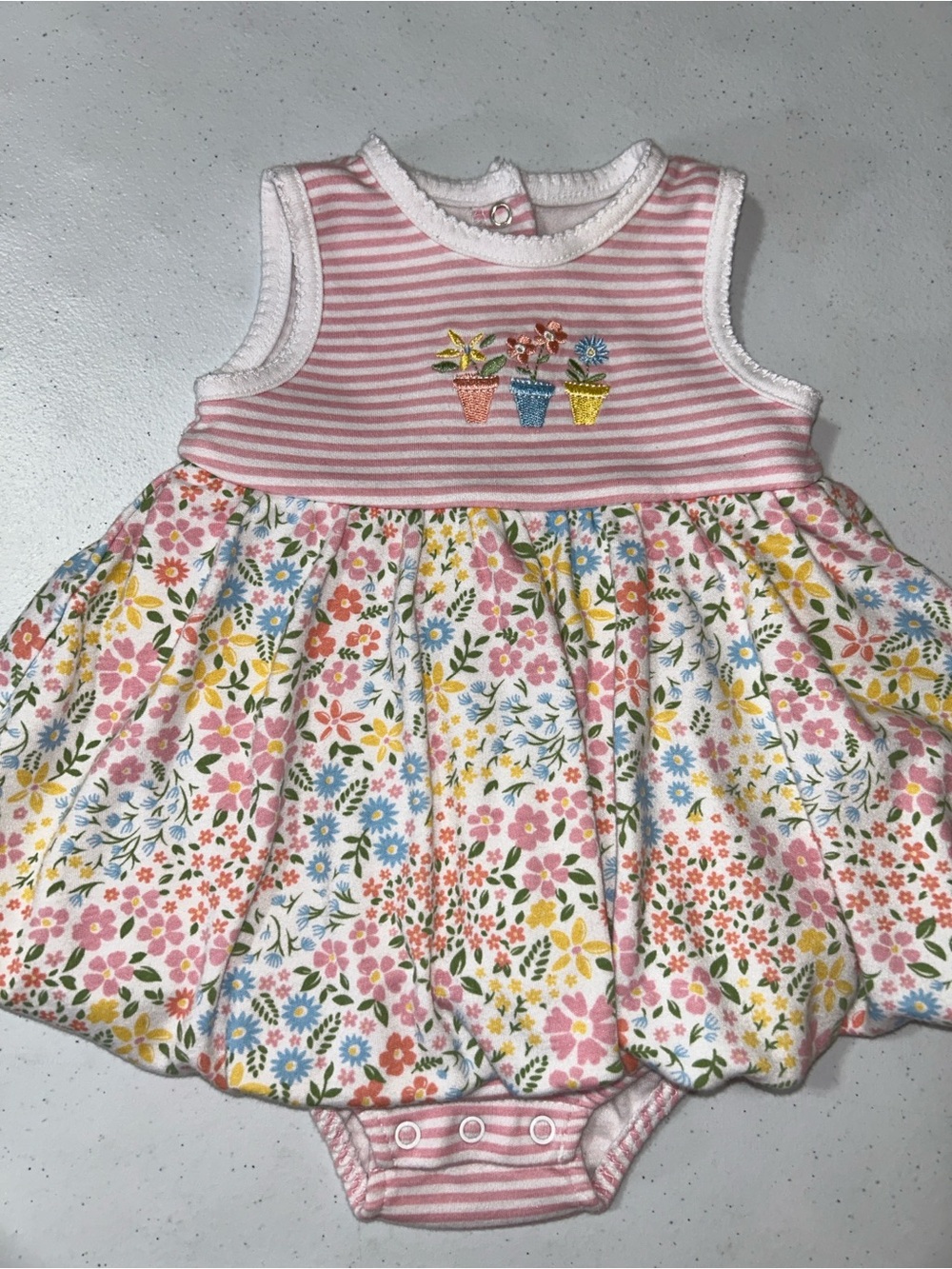 Little Me Baby Girl Sleeves Floral Bubble Flower Pots Size 6 Months